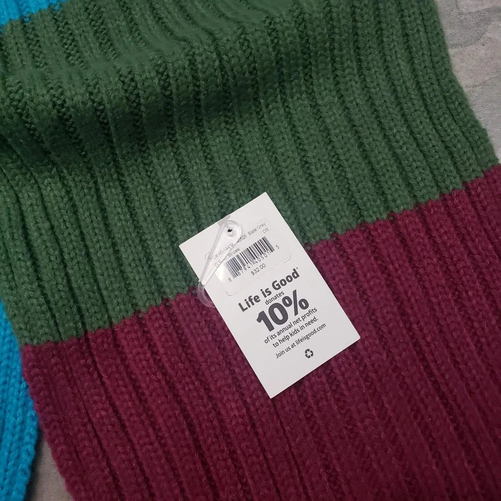 Life Is Good Scarf Womens Multicolor Acrylic NWT Color Block